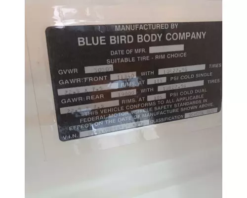 BLUE BIRD AAFE Vehicle For Sale