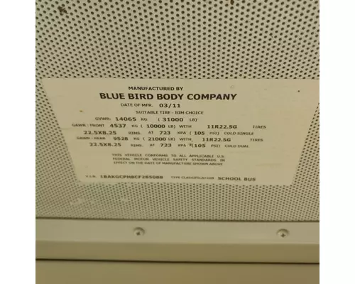 BLUE BIRD Vision Door Assembly, Rear or Back