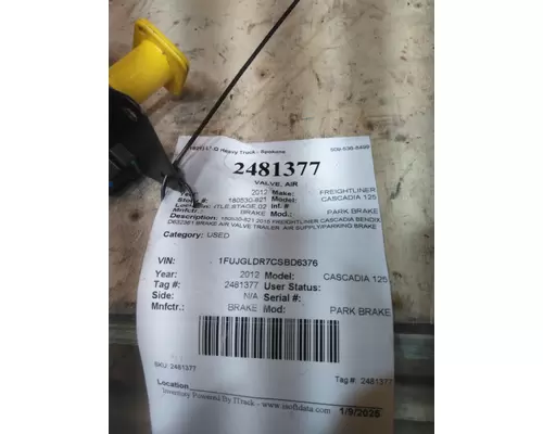 BRAKE PARK BRAKE VALVE, AIR