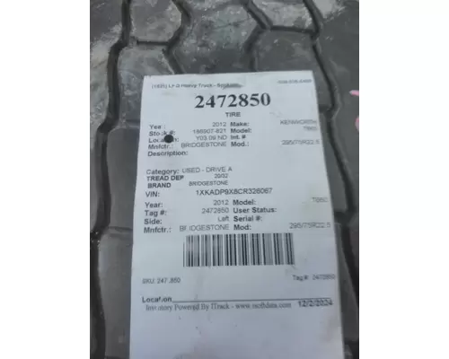 BRIDGESTONE 295/75R22.5 TIRE