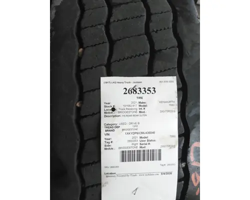 BRIDGESTONE 295/75R22.5 TIRE