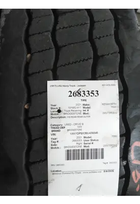 BRIDGESTONE 295/75R22.5 TIRE