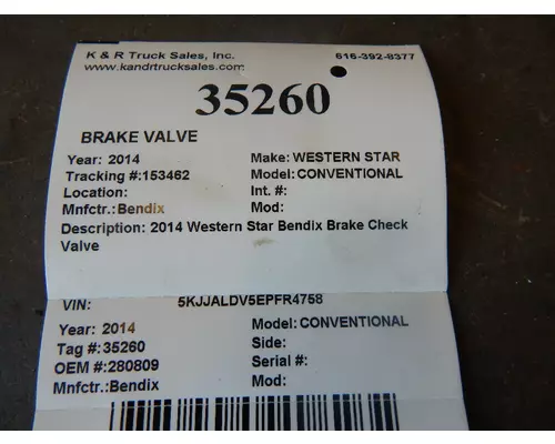 Bendix 4900 Valve, Brake