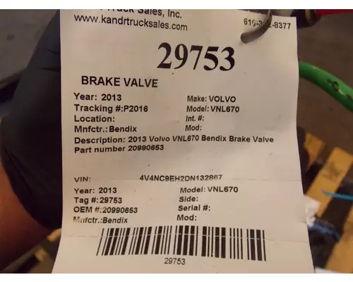 Bendix VNL670 Brake Valve 