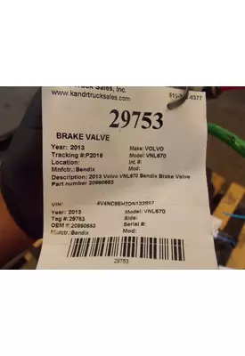 Bendix VNL670 Brake Valve 