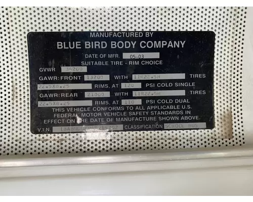 Blue Bird A3FE Parts Unit