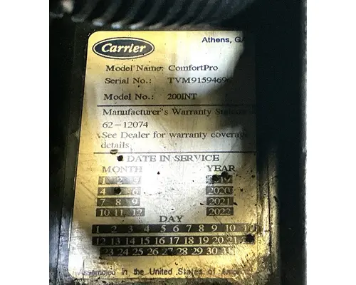 CARRIER ComfortPro 200INT Auxillary Power Unit