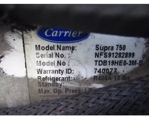 CARRIER SUPRA 750 REEFER UNIT