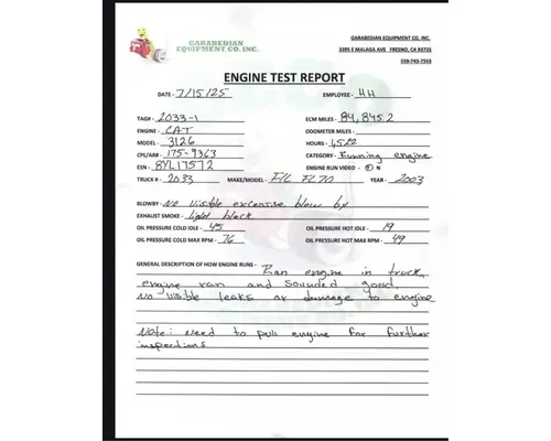 CAT 3126B Engine Assembly