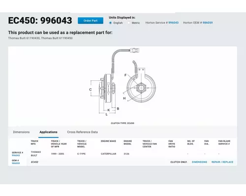 CAT 3126 Fan Clutch