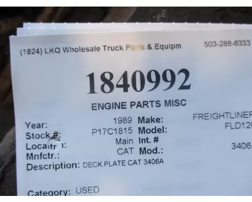 CAT 3406A ENGINE PART MISC