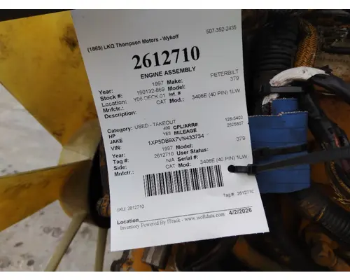 CAT 3406E (40 PIN) 1LW ENGINE ASSEMBLY