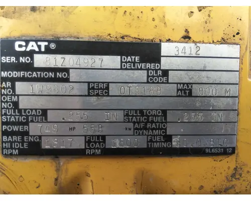 CAT 3412-DI ENGINE ASSEMBLY