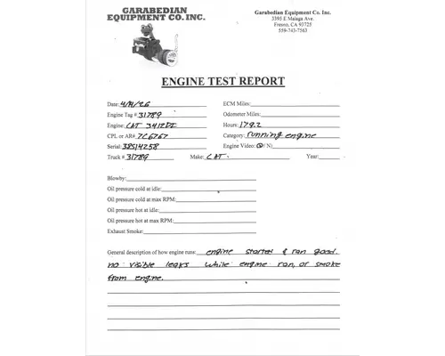 CAT 3412DI Engine Assembly