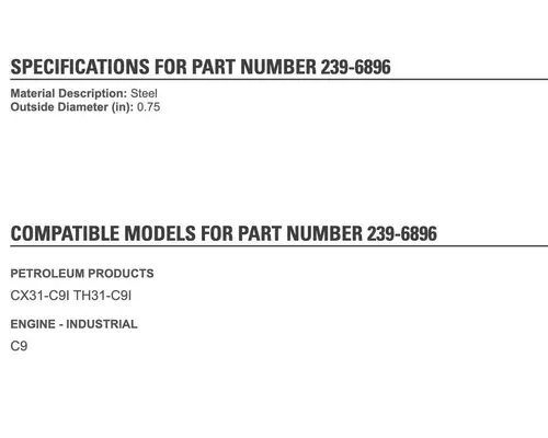 CAT C-7 Engine Parts, Misc.