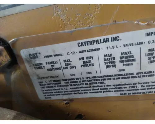 CAT C12 (70 PIN) 2KS 8YN 9SM MBL ENGINE ASSEMBLY