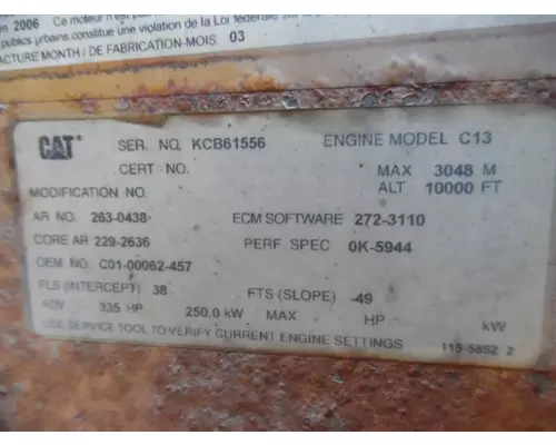 CAT C13 EPA 04 KCB ENGINE ASSEMBLY