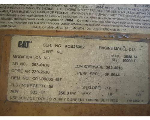 CAT C13 EPA 04 KCB ENGINE ASSEMBLY
