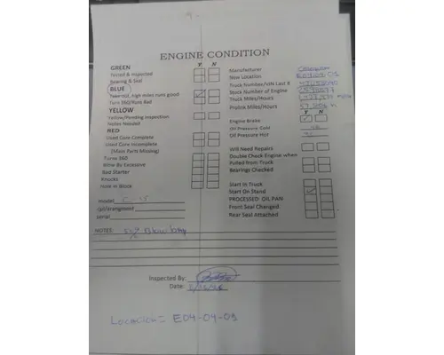 CAT C15 (SINGLE TURBO - EPA98) ENGINE ASSEMBLY