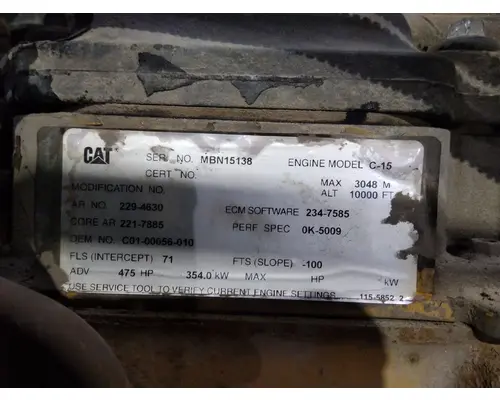 CAT C15 (SINGLE TURBO - EPA98) ENGINE ASSEMBLY