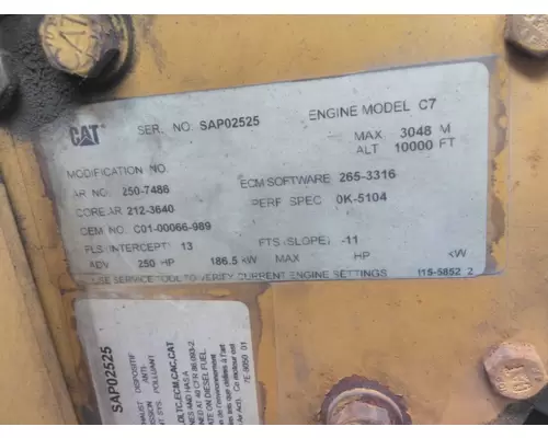 CAT C7 EPA 04 250HP AND HIGHER ENGINE ASSEMBLY