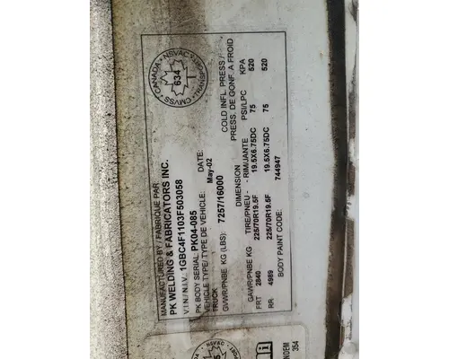 CHEVROLET C4500 Radiator Core Support