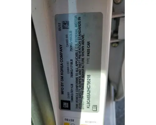 CHEVROLET SPARK Complete Vehicle