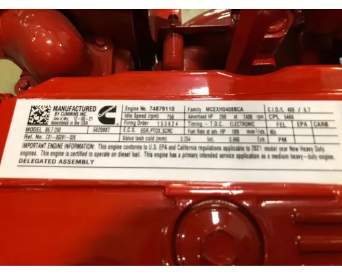 CUMMINS B6.7 Engine Assembly
