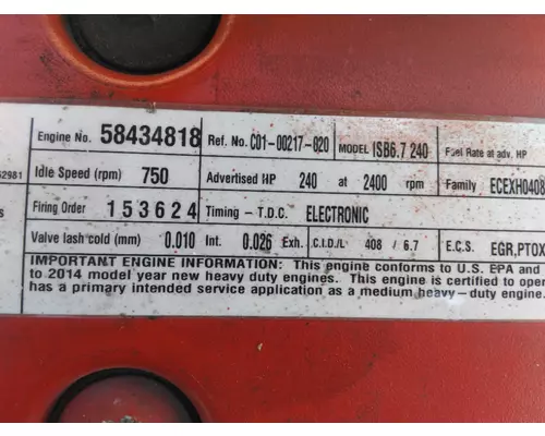 CUMMINS ISB 3610 ENGINE ASSEMBLY