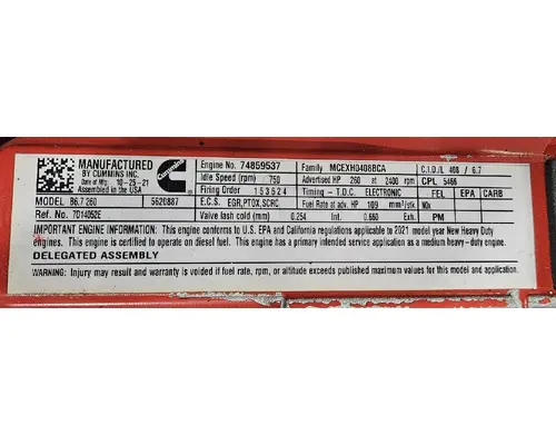 CUMMINS ISB 6.7 Engine Assembly