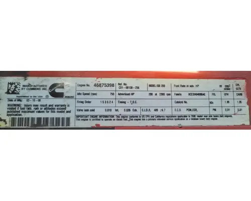 CUMMINS ISB6.7 Engine Assembly