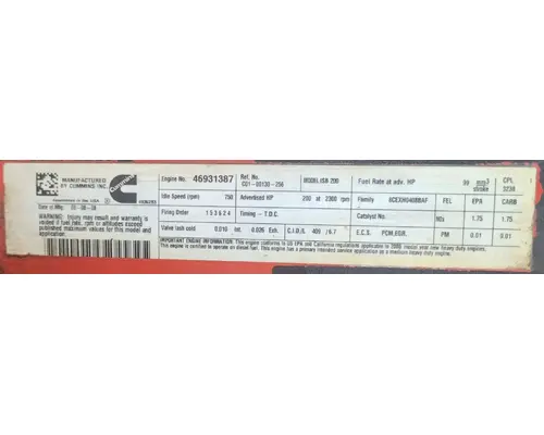 CUMMINS ISB6.7 Engine Assembly