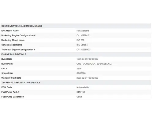 CUMMINS ISC8.3 ENGINE ASSEMBLY