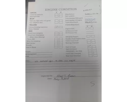 CUMMINS ISLG CPL NA ENGINE ASSEMBLY