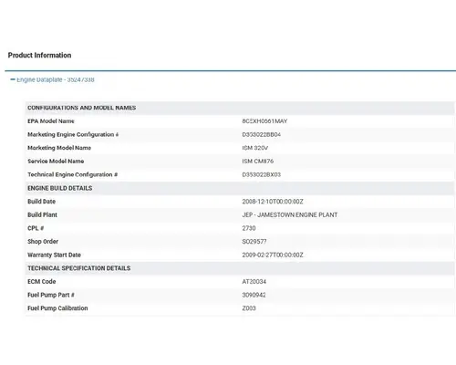 CUMMINS ISM 2730 ENGINE ASSEMBLY
