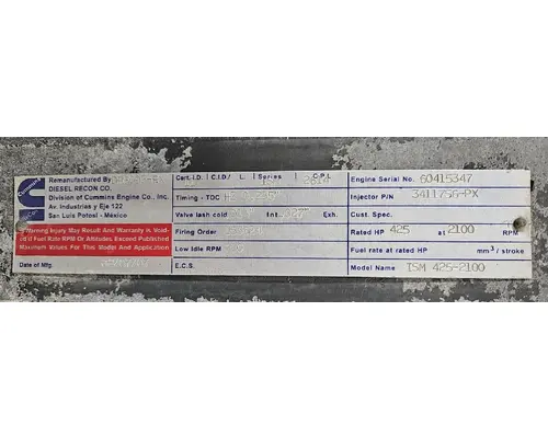 CUMMINS ISM Engine Assembly