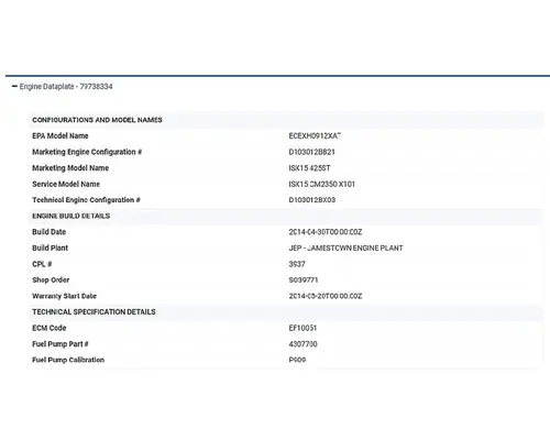 CUMMINS ISX 15 ENGINE ASSEMBLY