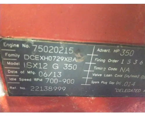 CUMMINS ISX12G 3647 ENGINE ASSEMBLY