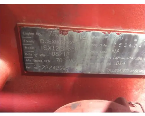 CUMMINS ISX12G 3647 ENGINE ASSEMBLY