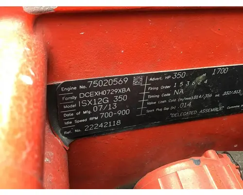 CUMMINS ISX12G 3647 ENGINE ASSEMBLY