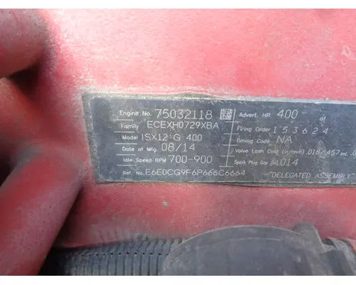 CUMMINS ISX12G 3647 ENGINE ASSEMBLY