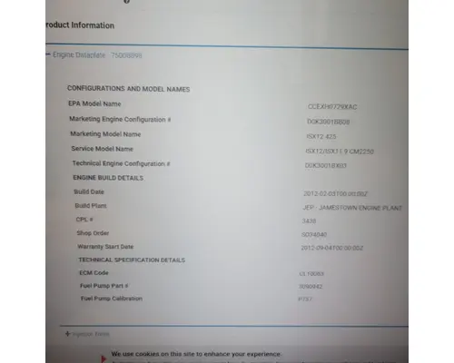 CUMMINS ISX12 Engine Assembly