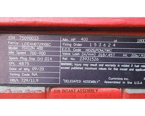 CUMMINS ISX12 Engine Assembly
