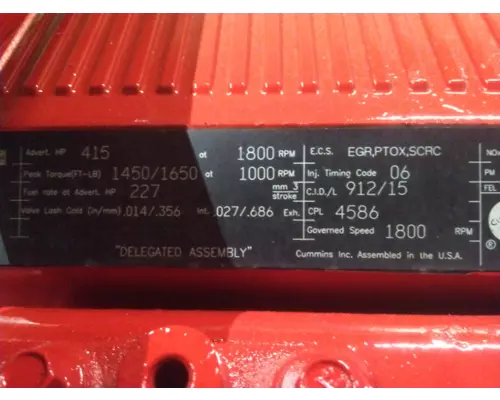 CUMMINS ISX15 4586 ENGINE ASSEMBLY