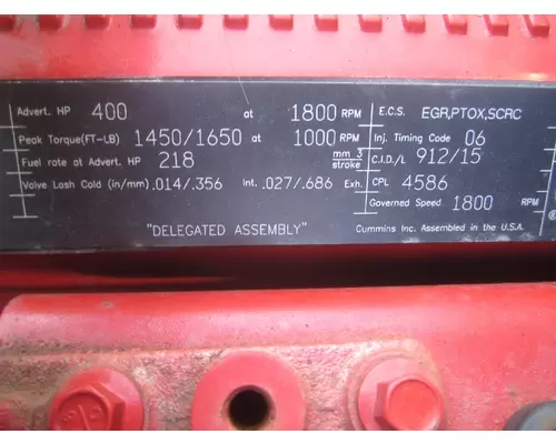 CUMMINS ISX15 4586 ENGINE ASSEMBLY