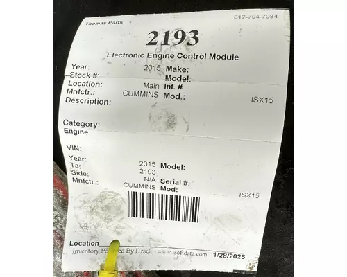 CUMMINS ISX15 Electronic Engine Control Module
