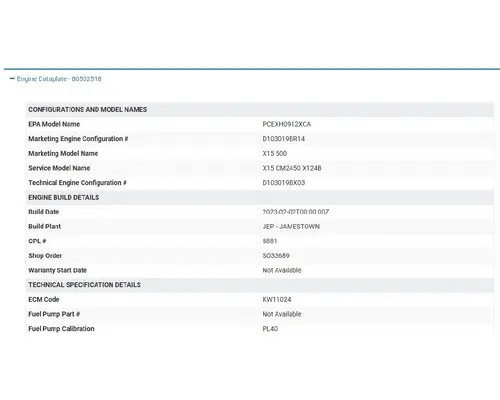 CUMMINS ISX15 Engine Assembly