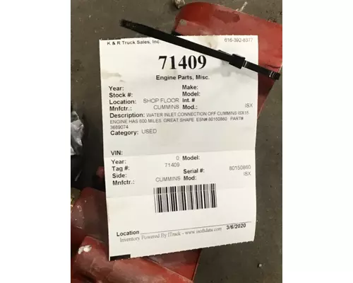 CUMMINS ISX Engine Parts, Misc.