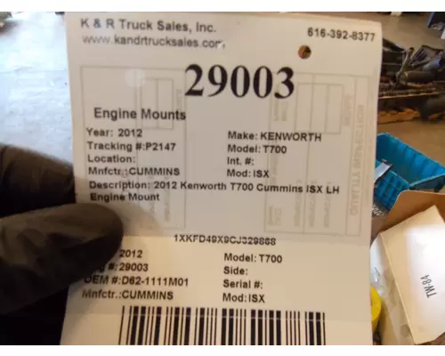 CUMMINS ISX MOUNTS, ENGINE