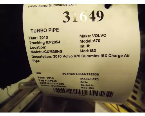 CUMMINS ISX Turbo Pipe